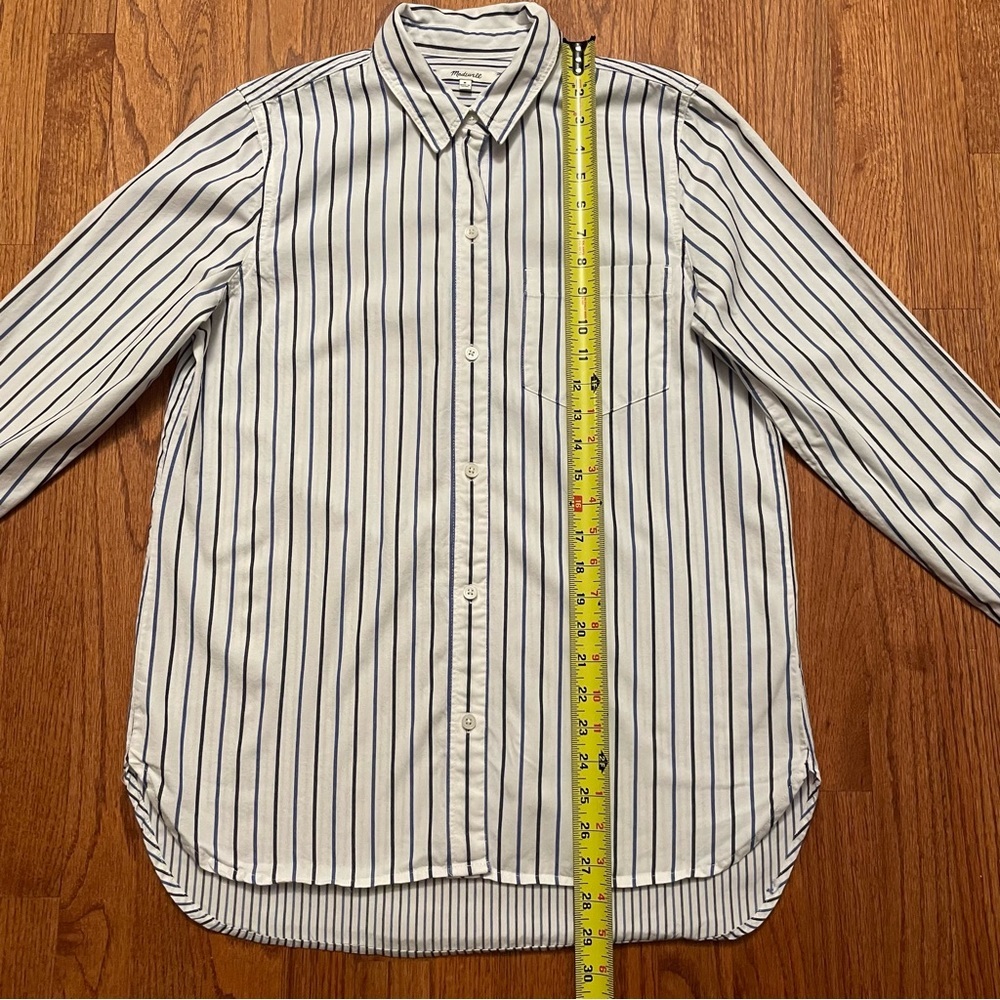 Madewell Tomboy Classic Ex-Boyfriend White Blue Striped Button Down Shirt size M - Picture 14 of 16